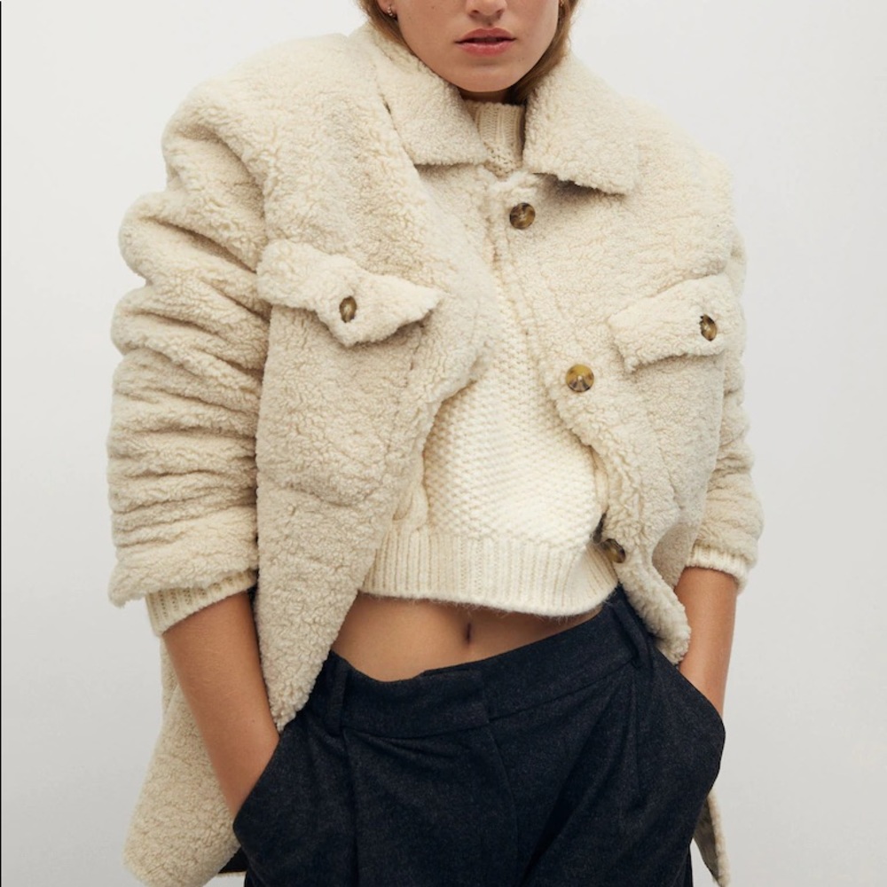 NWOT Mango faux shearling oversized shacket / jacket